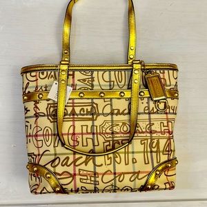 Coach Heritage Collection Tattersall Graffiti Tote F13188
